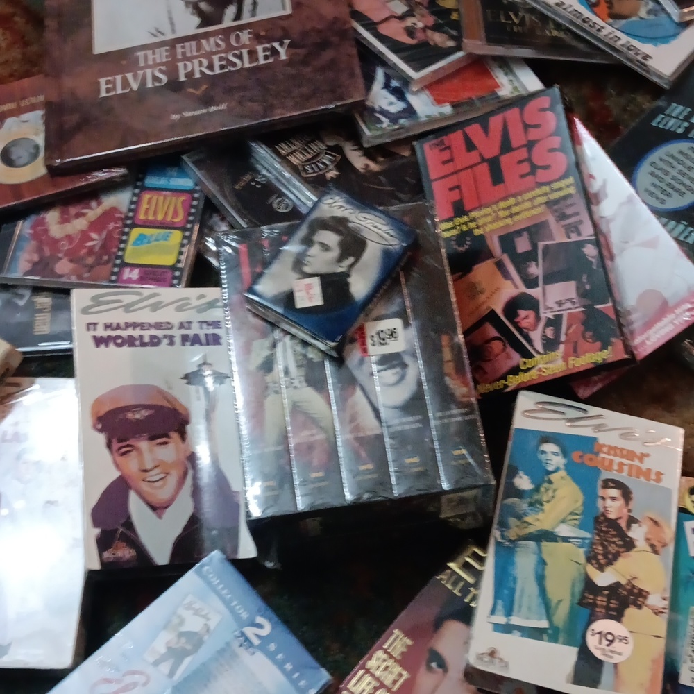 Elvis Presley the King CDs, movies,books playing cards.and even 8 tracks. All ne